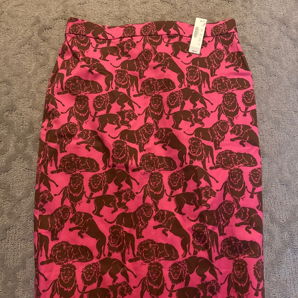 NWT lion print J Crew pencil skirt